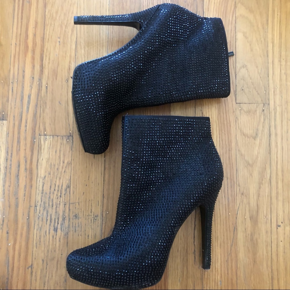 Report Signature Blk RhineStone Platform Boot 8.5